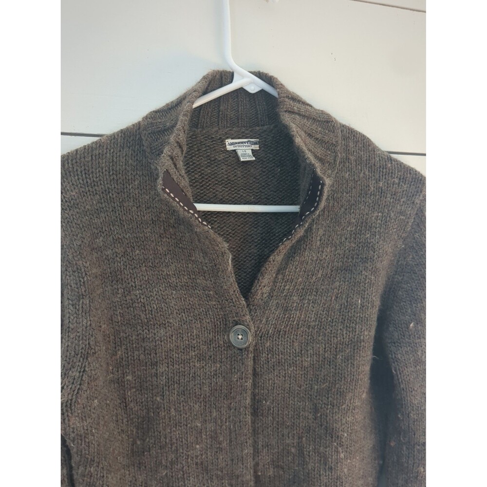 American Eagle Brown cardigan one button cropped wool blend winter fall